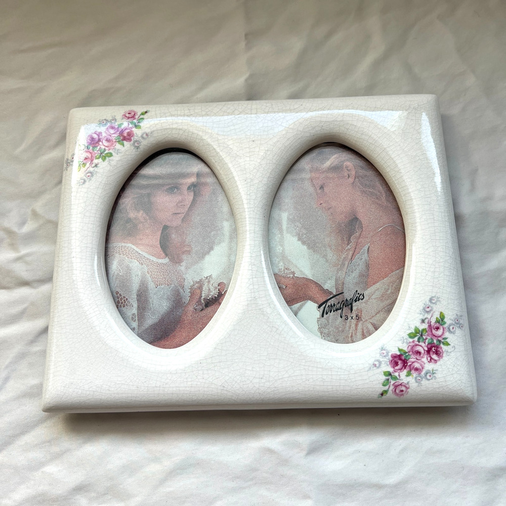 Vintage Terragraphics Ceramic Cottage Shabby Chic Picture Frame 1982 3 x 5